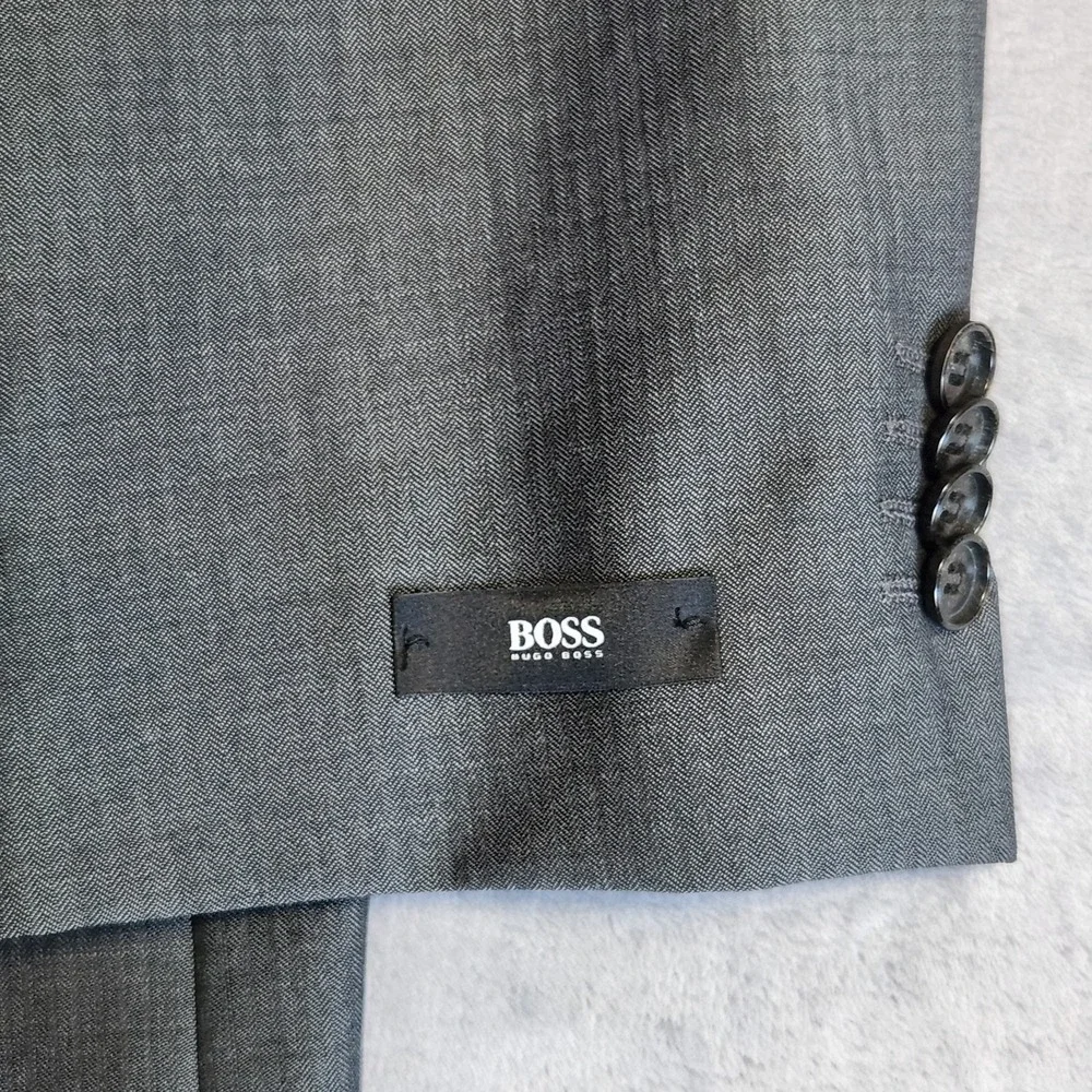 New Hugo Boss Pasini2 Movie2 Grey Virgin Wool Blazer Suit Jacket 42R Flaw